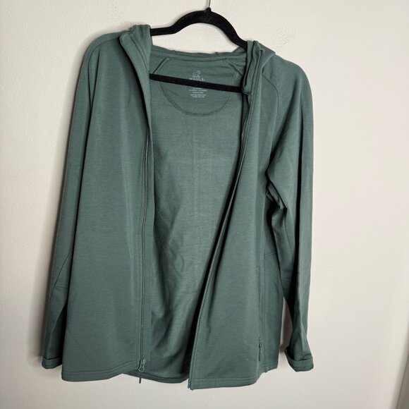 Woolx Men's Green Merino Wool Long Sleeve Zip Up Hoodie - Size M Medium - Picture 2 of 4